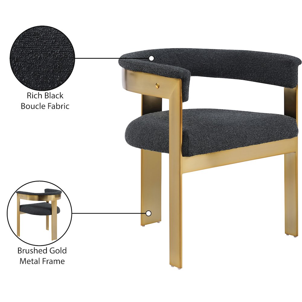 Romeo Black Boucle Fabric Dining Chair, Set of 2. Picture 8