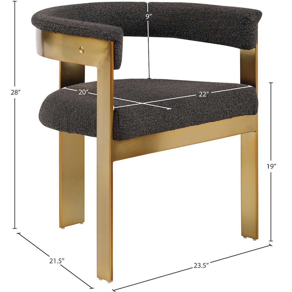 Romeo Brown Boucle Fabric Dining Chair, Set of 2. Picture 7