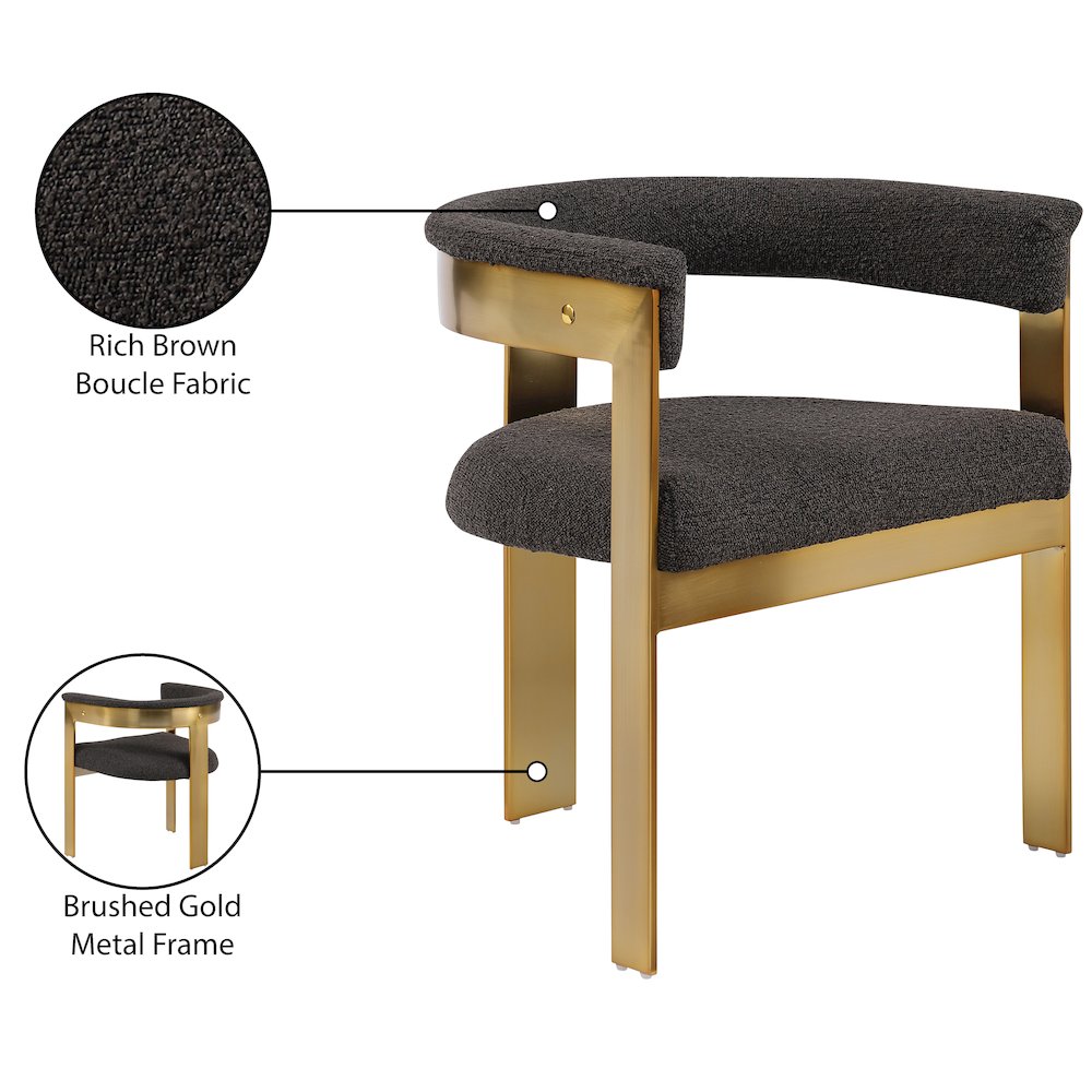 Romeo Brown Boucle Fabric Dining Chair, Set of 2. Picture 8