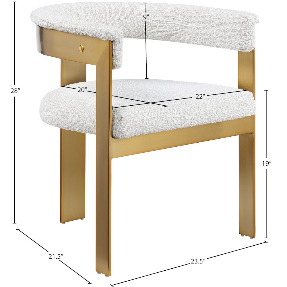 Romeo Cream Boucle Fabric Dining Chair, Set of 2. Picture 7