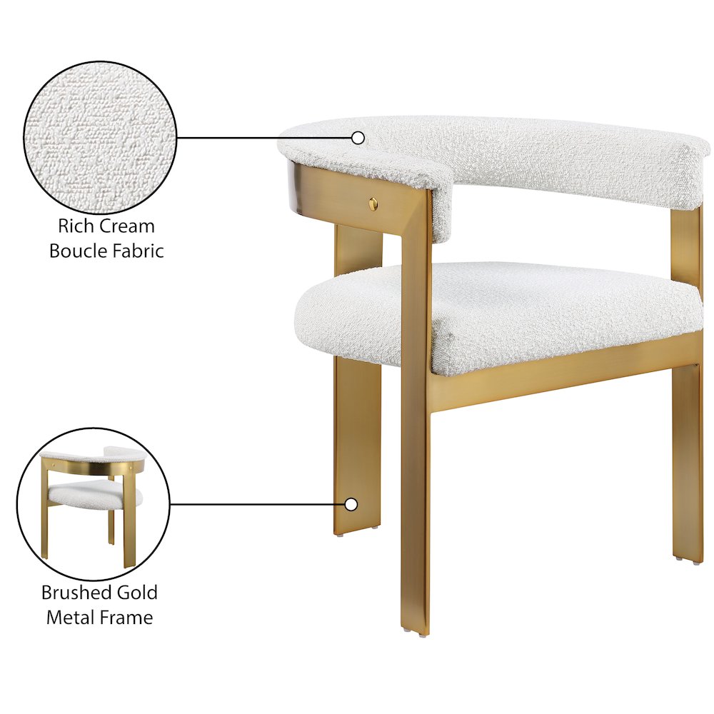 Romeo Cream Boucle Fabric Dining Chair, Set of 2. Picture 8