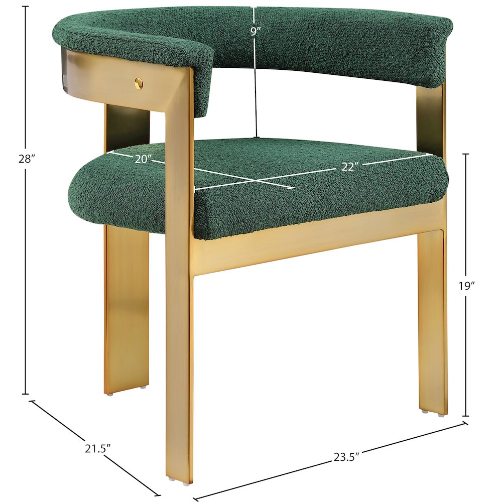 Romeo Green Boucle Fabric Dining Chair, Set of 2. Picture 7