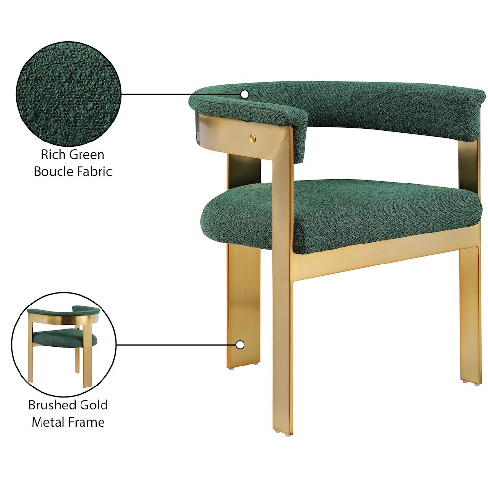 Romeo Green Boucle Fabric Dining Chair, Set of 2. Picture 8
