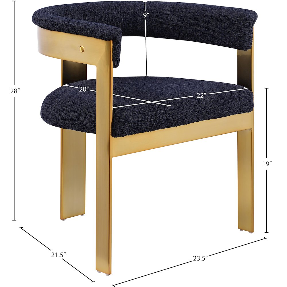 Romeo Navy Boucle Fabric Dining Chair, Set of 2. Picture 7