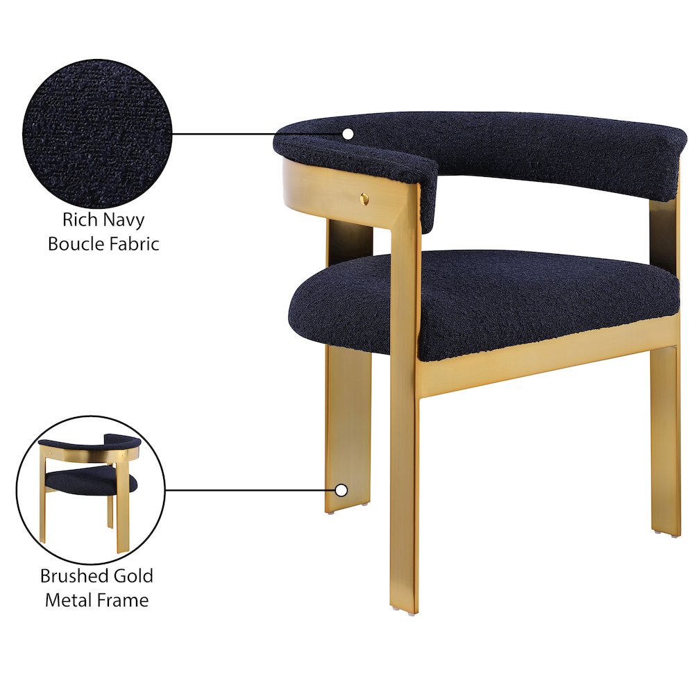 Romeo Navy Boucle Fabric Dining Chair, Set of 2. Picture 8