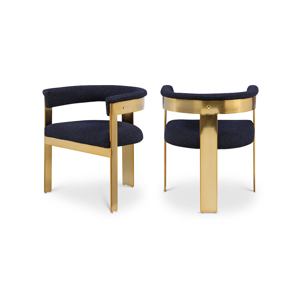 Romeo Navy Boucle Fabric Dining Chair, Set of 2. Picture 1