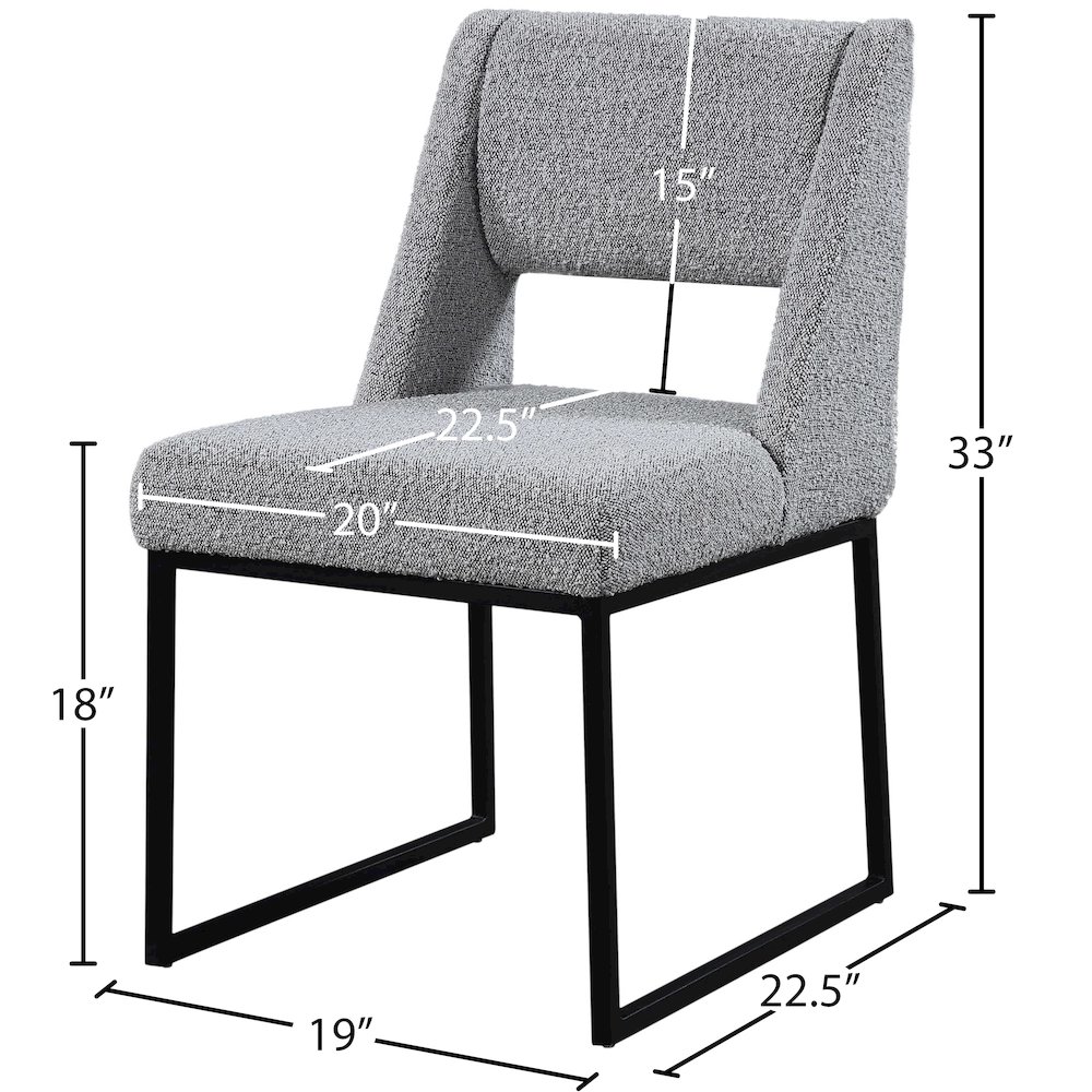 Jayce Grey Boucle Fabric Dining Chair, Set of 2. Picture 5