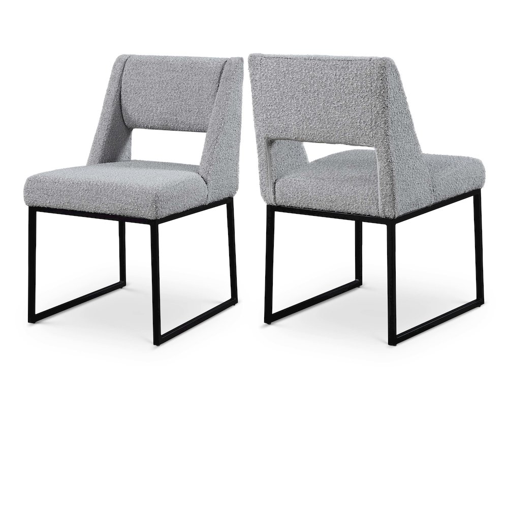 Jayce Grey Boucle Fabric Dining Chair, Set of 2. Picture 1