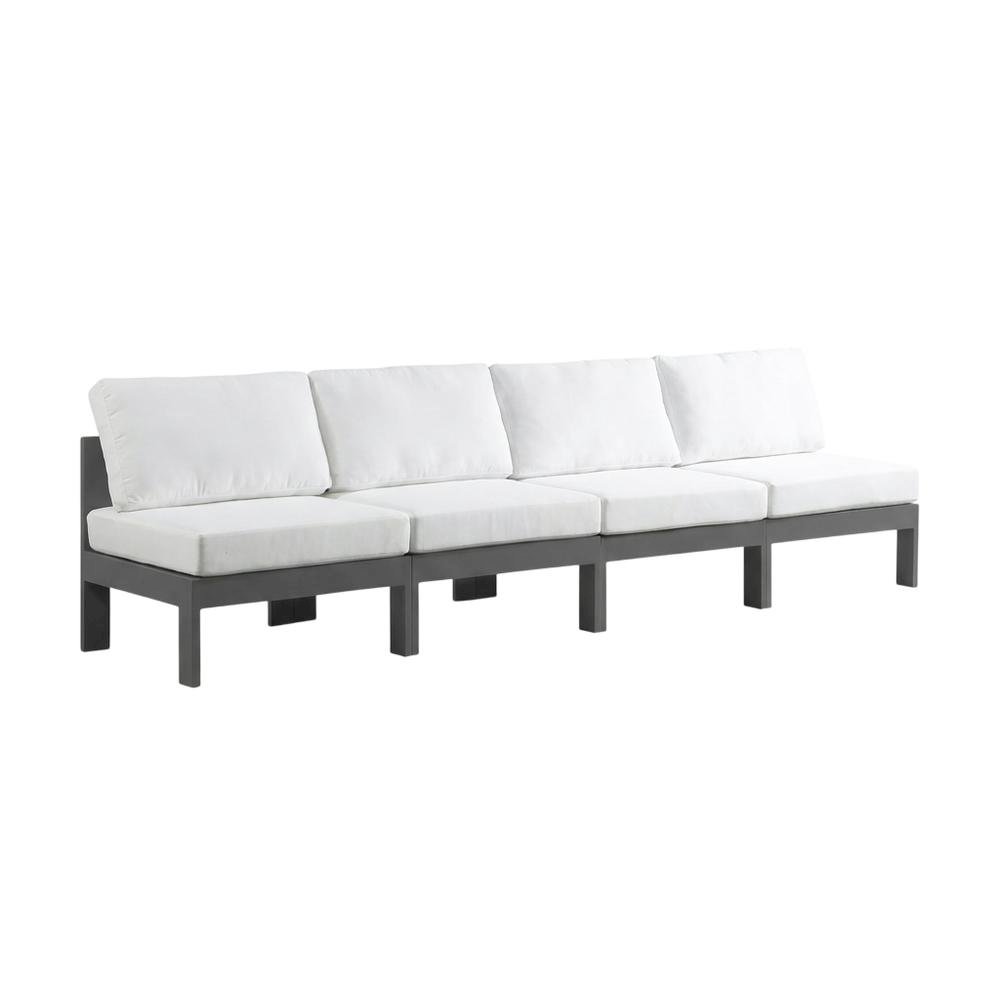 White Fabric Outdoor Patio Modular Sofa With Contemporary Style. Picture 1