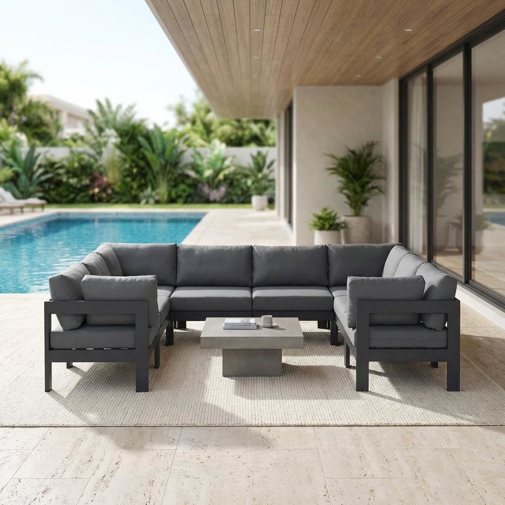 Gray Fabric Outdoor Patio Modular Sectional With Contemporary Style. Picture 3