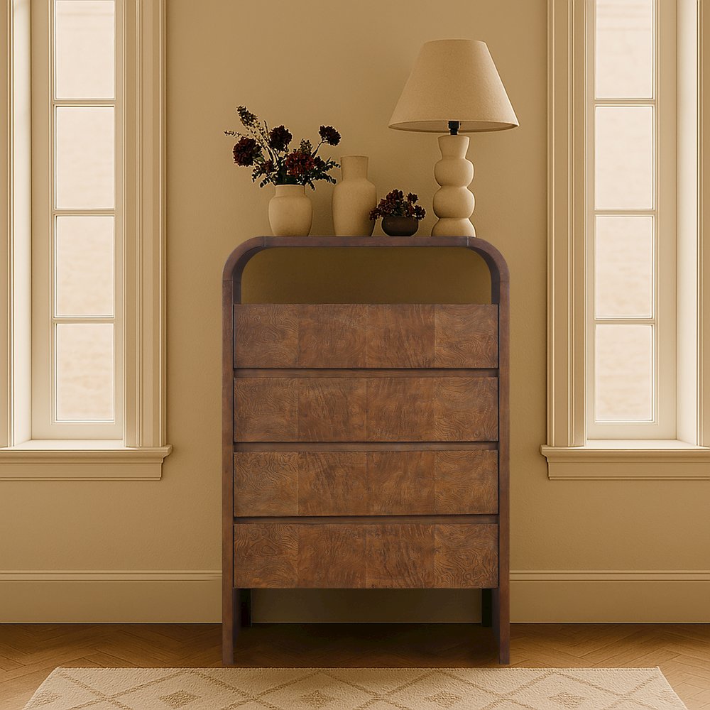 Giada Brown Solid Wood And Veneer Chest. Picture 7