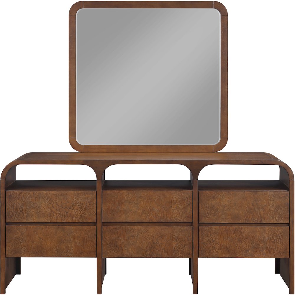 Giada Brown Solid Wood And Veneer Mirror. Picture 8