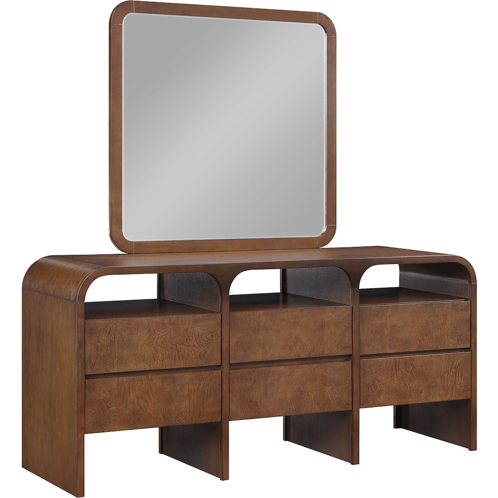 Giada Brown Solid Wood And Veneer Mirror. Picture 3