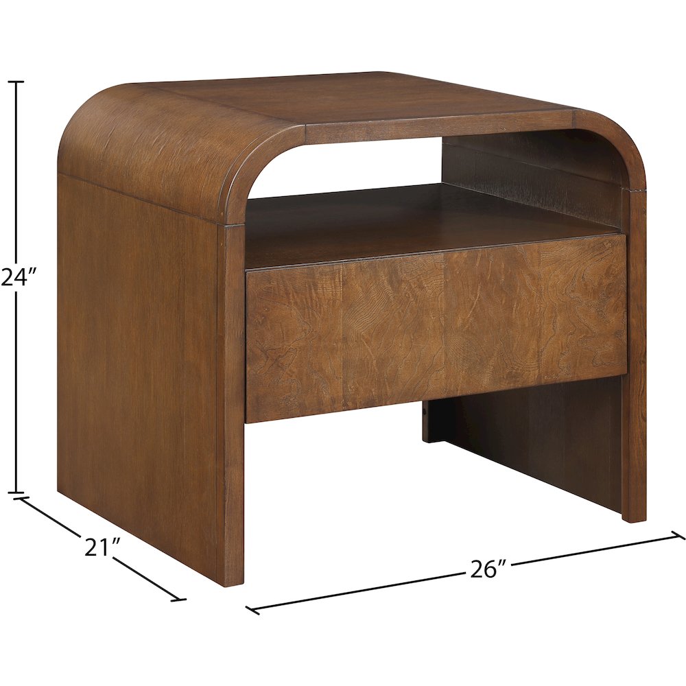 Giada Brown Solid Wood And Veneer Nightstand. Picture 9