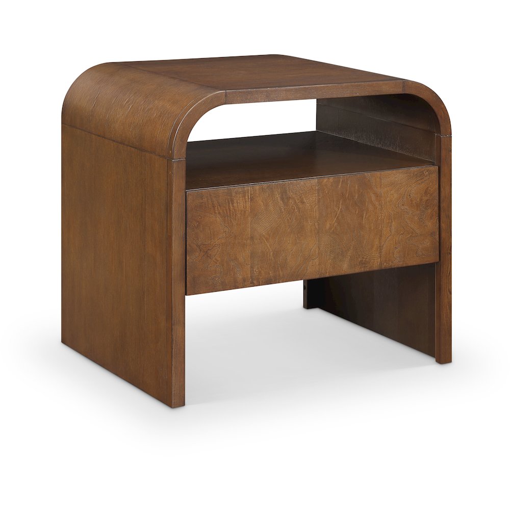 Giada Brown Solid Wood And Veneer Nightstand. Picture 1