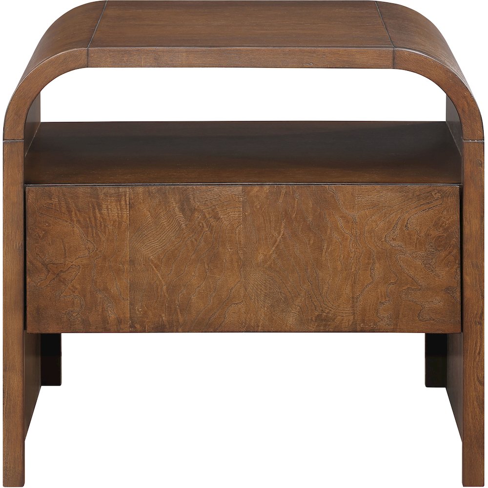 Giada Brown Solid Wood And Veneer Nightstand. Picture 2