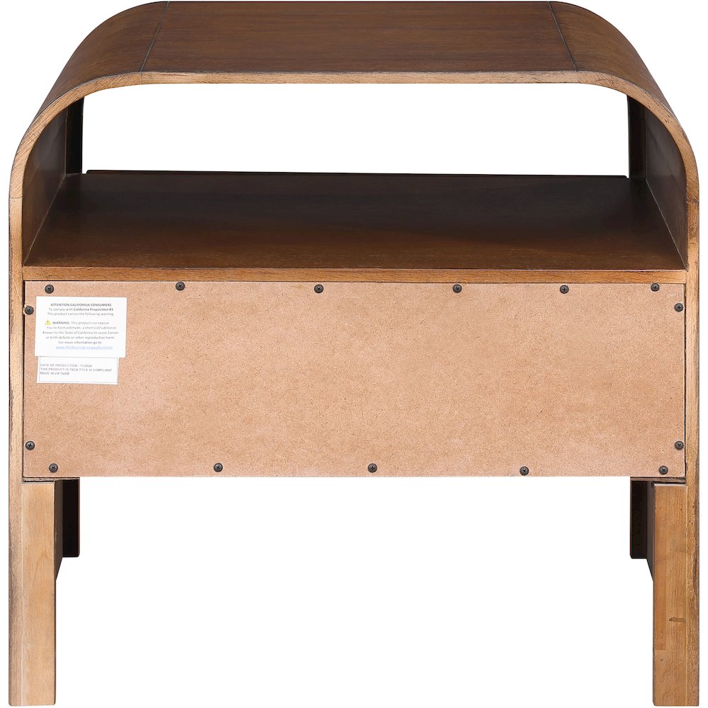 Giada Brown Solid Wood And Veneer Nightstand. Picture 3