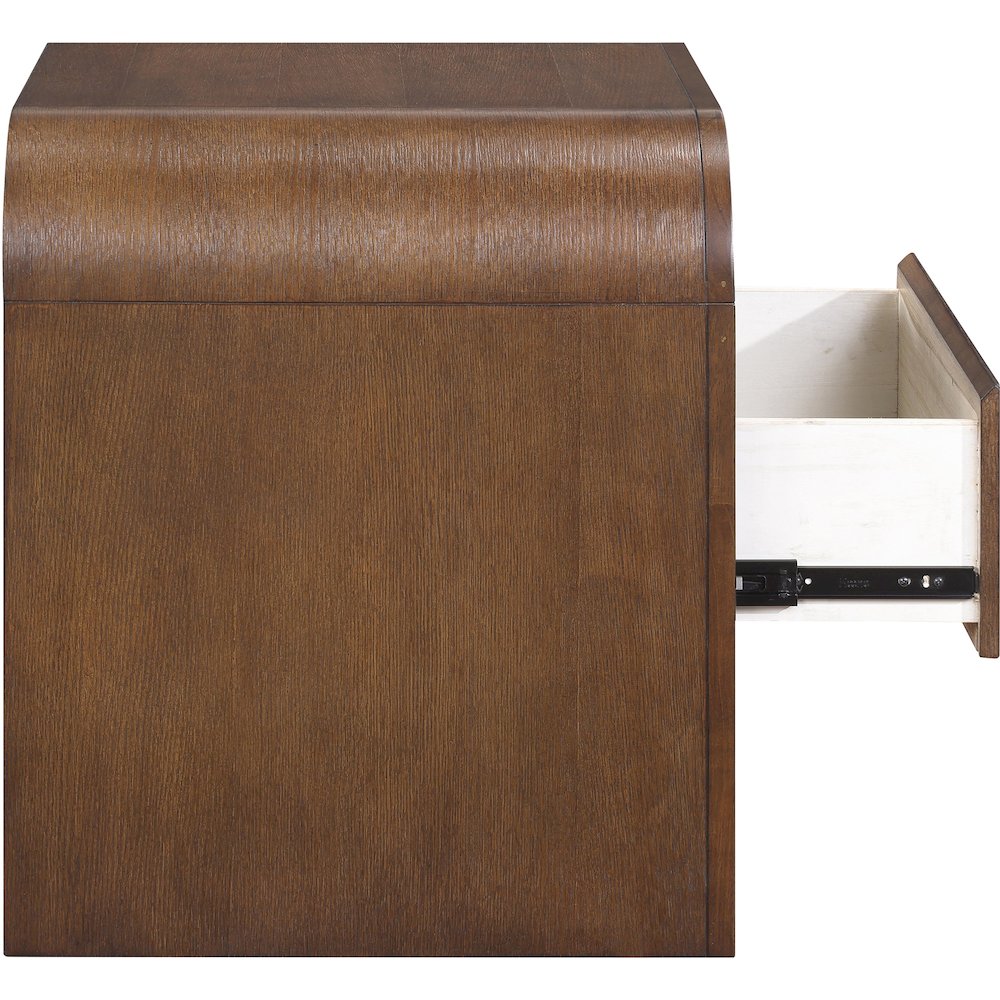 Giada Brown Solid Wood And Veneer Nightstand. Picture 4