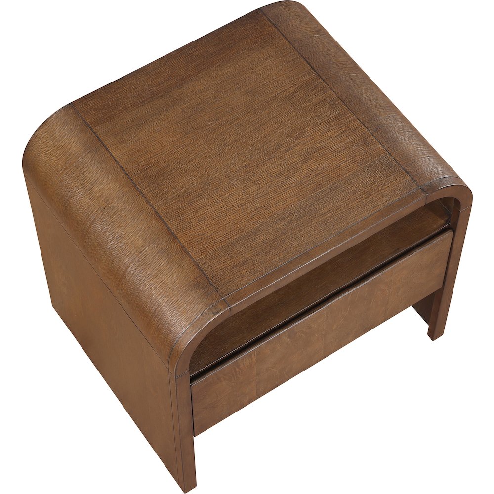 Giada Brown Solid Wood And Veneer Nightstand. Picture 5