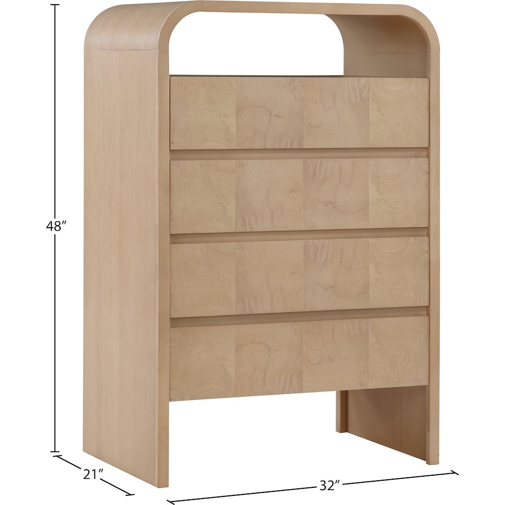 Giada Natural Solid Wood And Veneer Chest. Picture 9