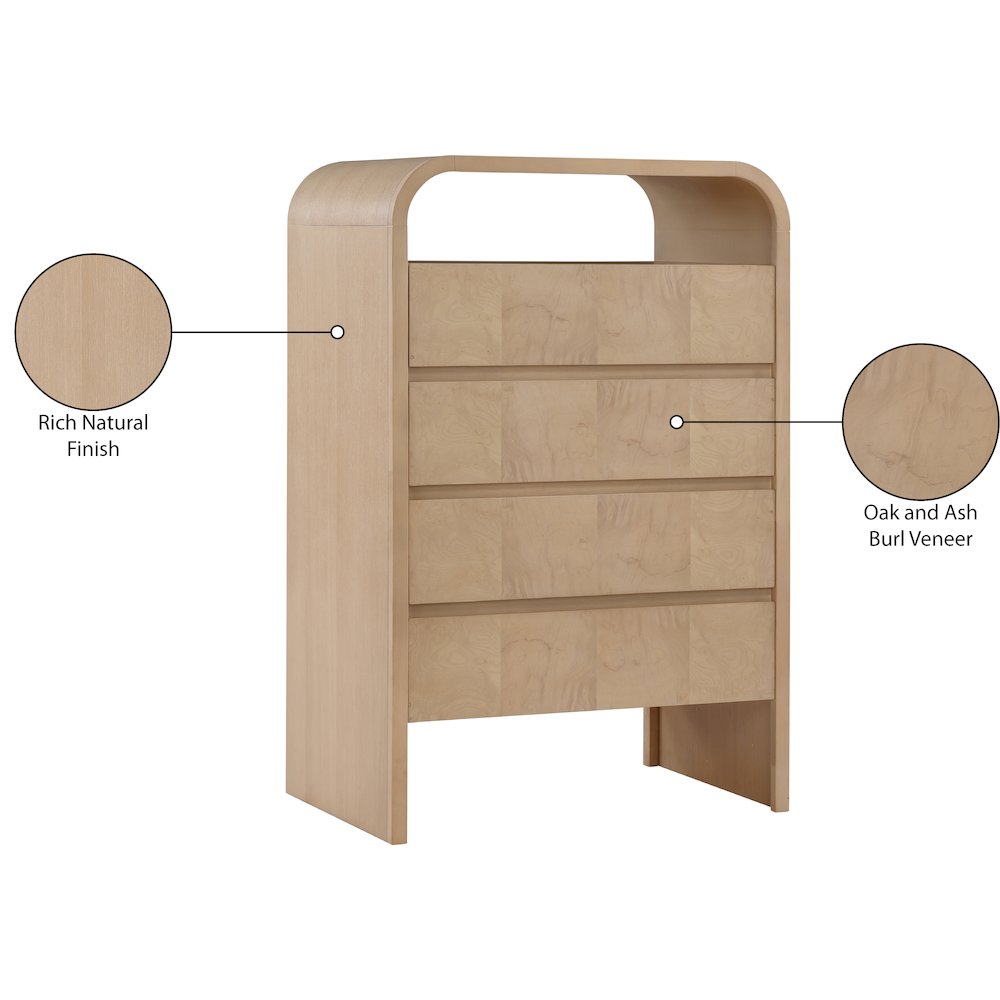 Giada Natural Solid Wood And Veneer Chest. Picture 10