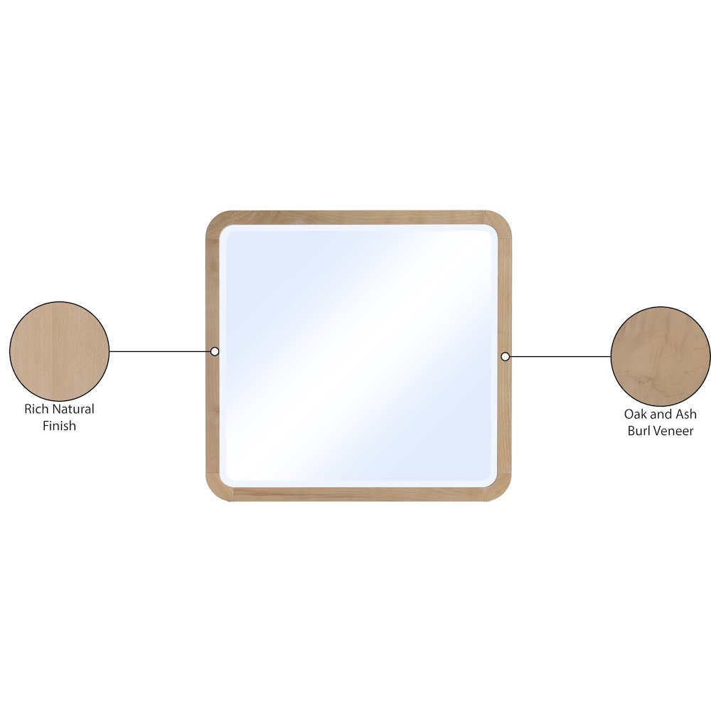 Giada Natural Solid Wood And Veneer Mirror. Picture 6