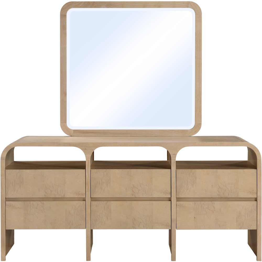 Giada Natural Solid Wood And Veneer Mirror. Picture 8