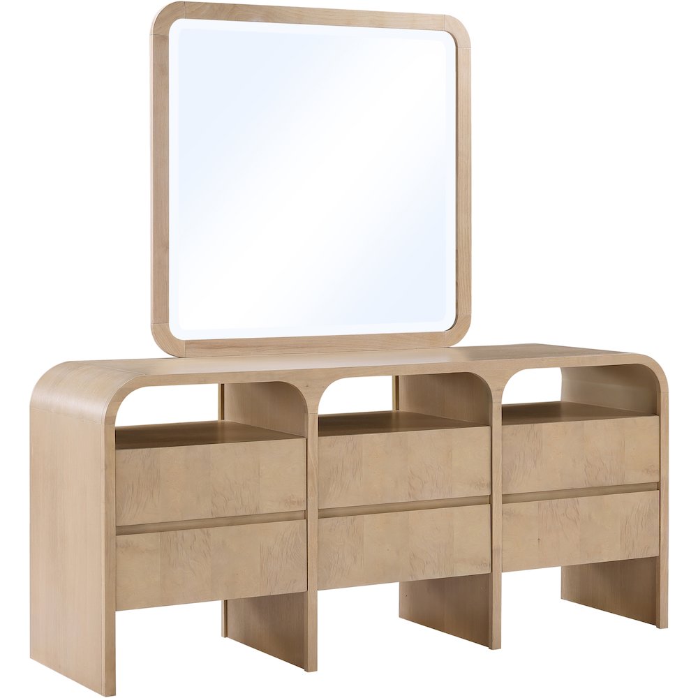 Giada Natural Solid Wood And Veneer Mirror. Picture 3