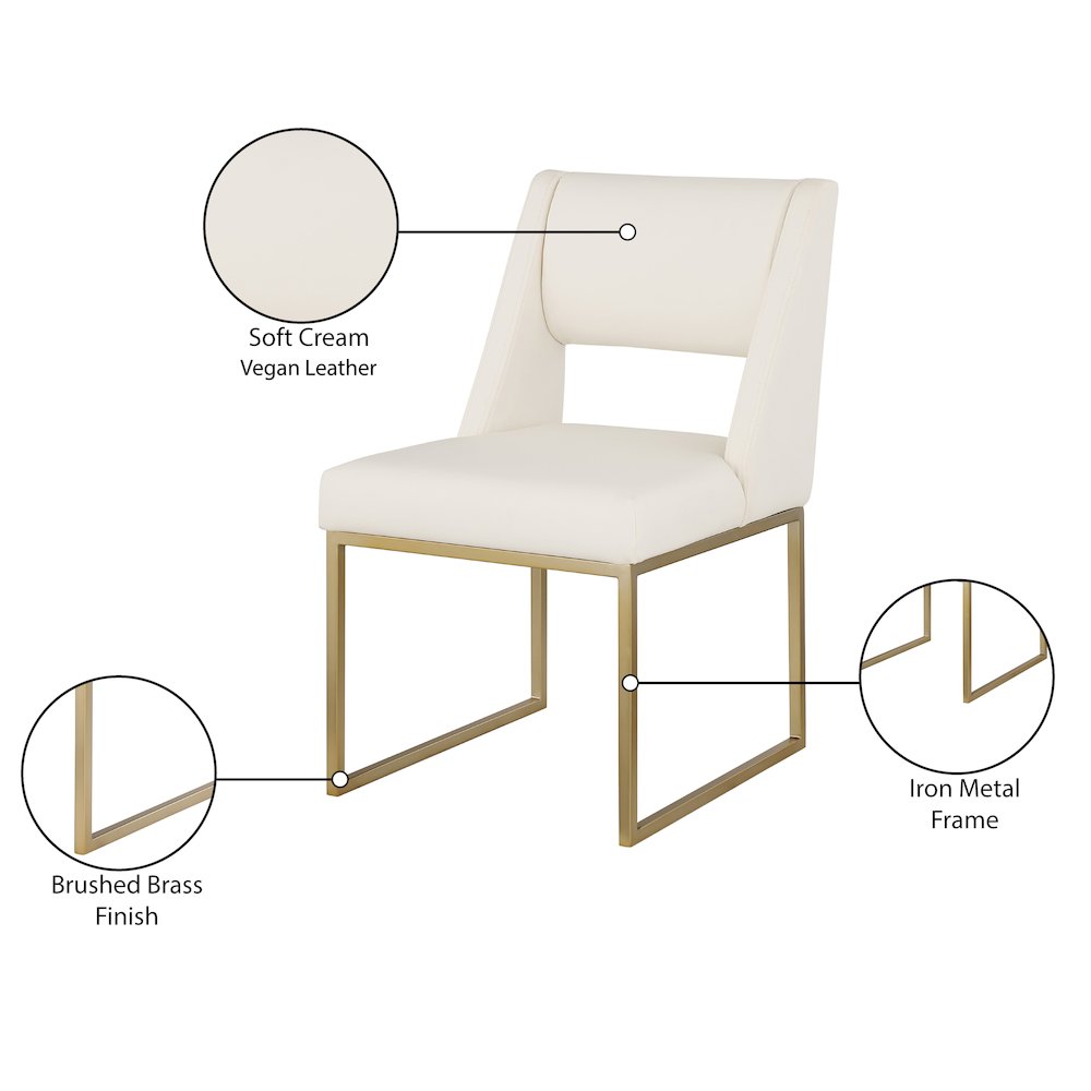 Jayce Cream Vegan Leather Dining Chair, Set of 2. Picture 6