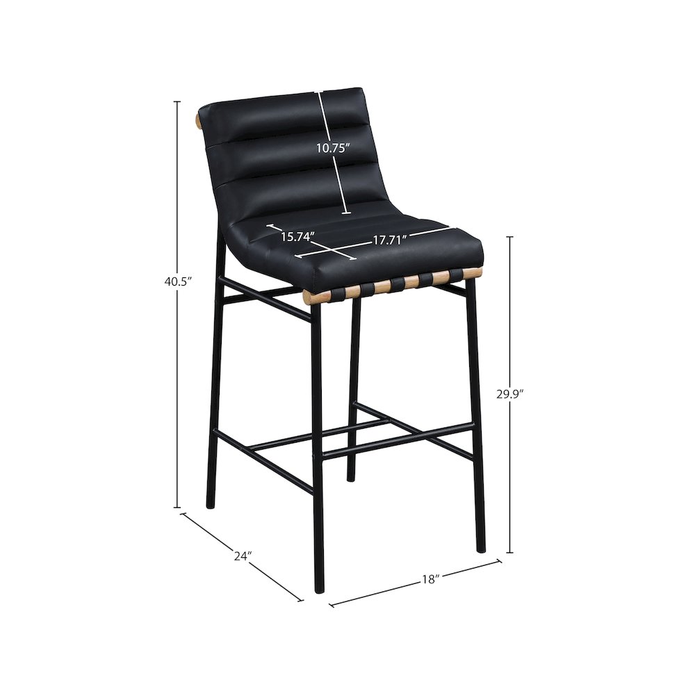 Burke Black Vegan Leather Bar Stool. Picture 6