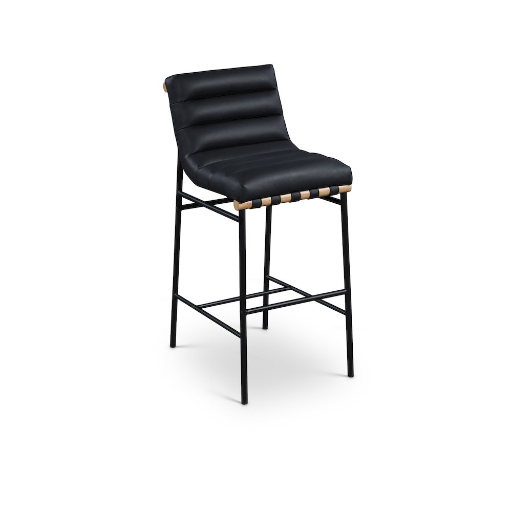 Burke Black Vegan Leather Bar Stool. Picture 1