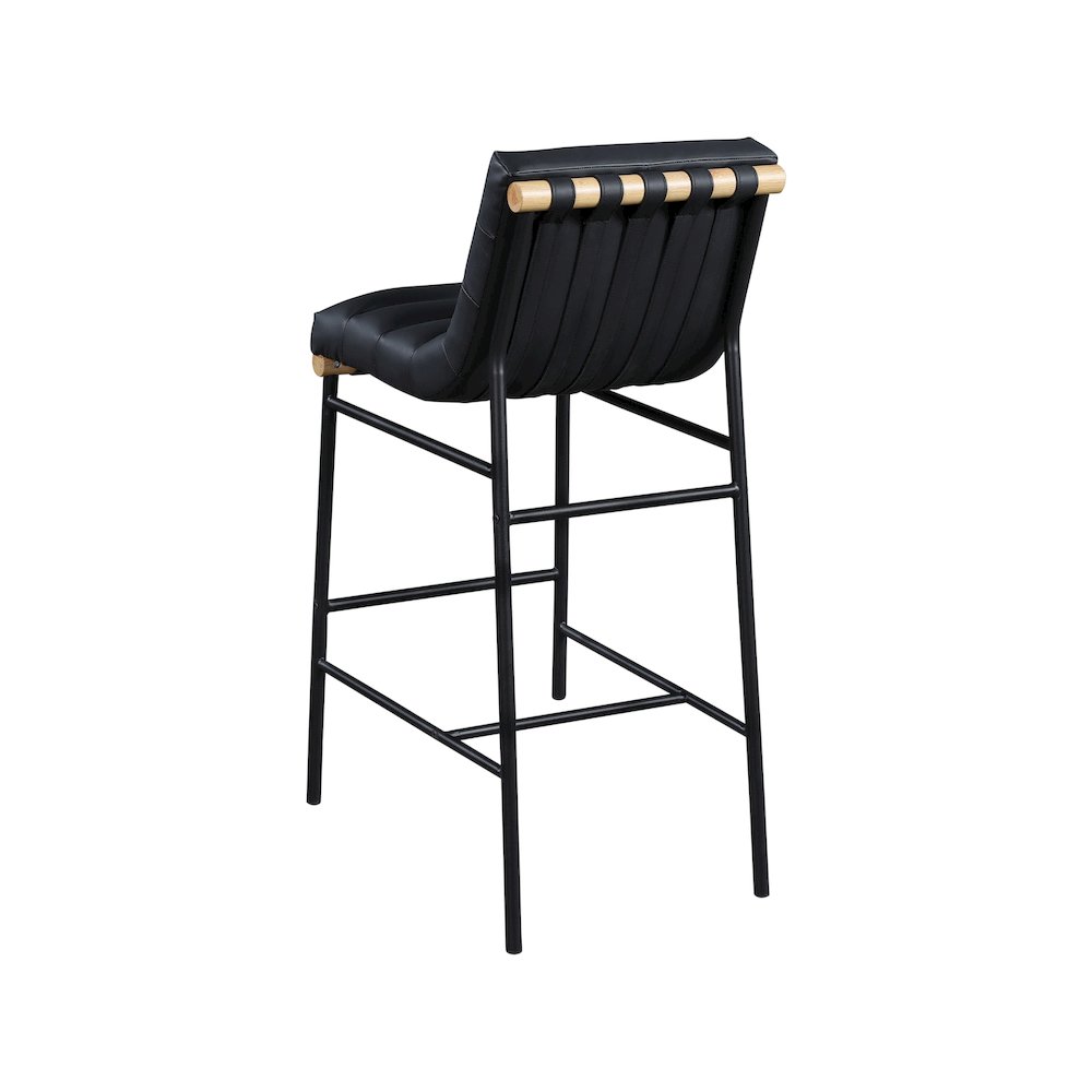 Burke Black Vegan Leather Bar Stool. Picture 3