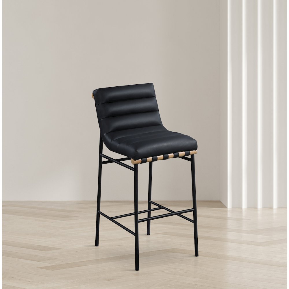 Burke Black Vegan Leather Bar Stool. Picture 5