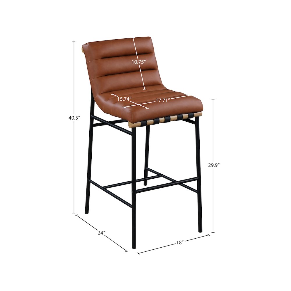 Burke Cognac Vegan Leather Bar Stool. Picture 6