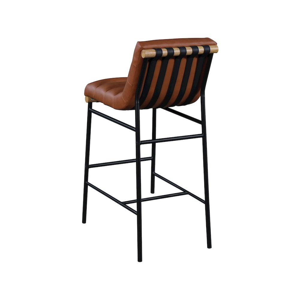 Burke Cognac Vegan Leather Bar Stool. Picture 3