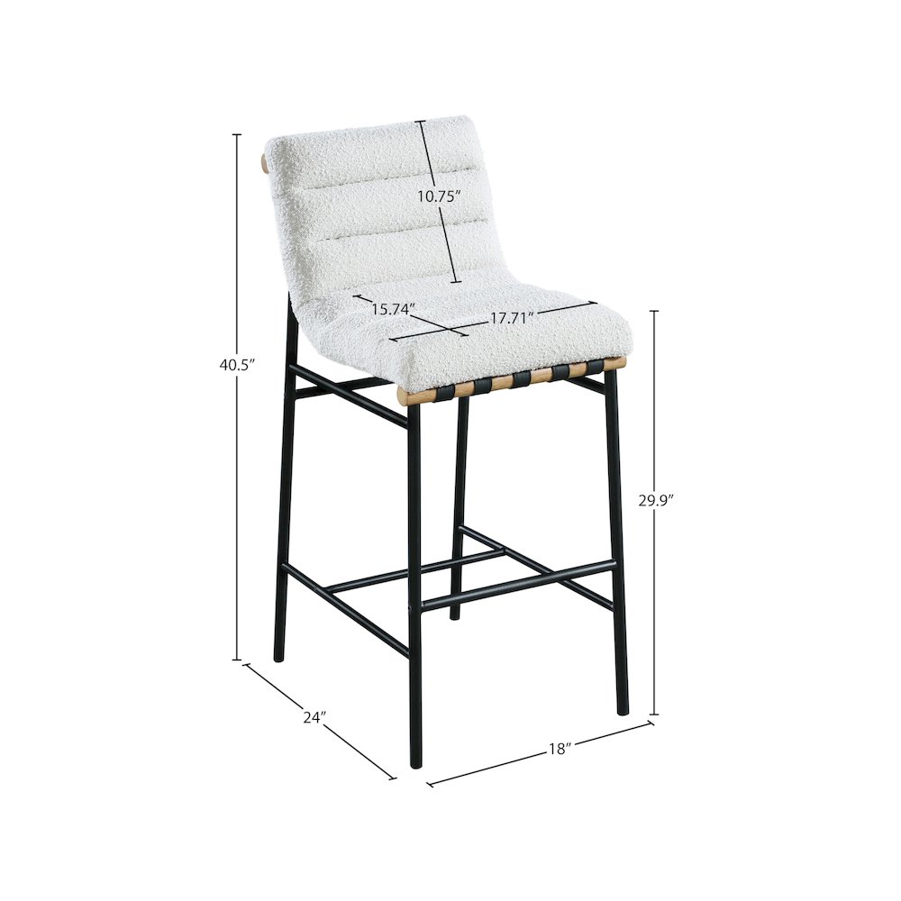 Burke Cream Boucle Fabric Bar Stool. Picture 6