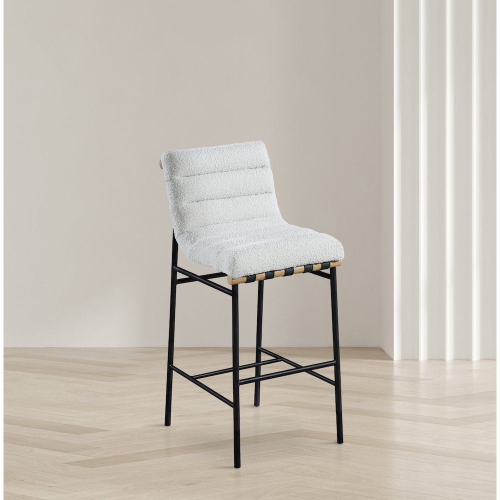 Burke Cream Boucle Fabric Bar Stool. Picture 5