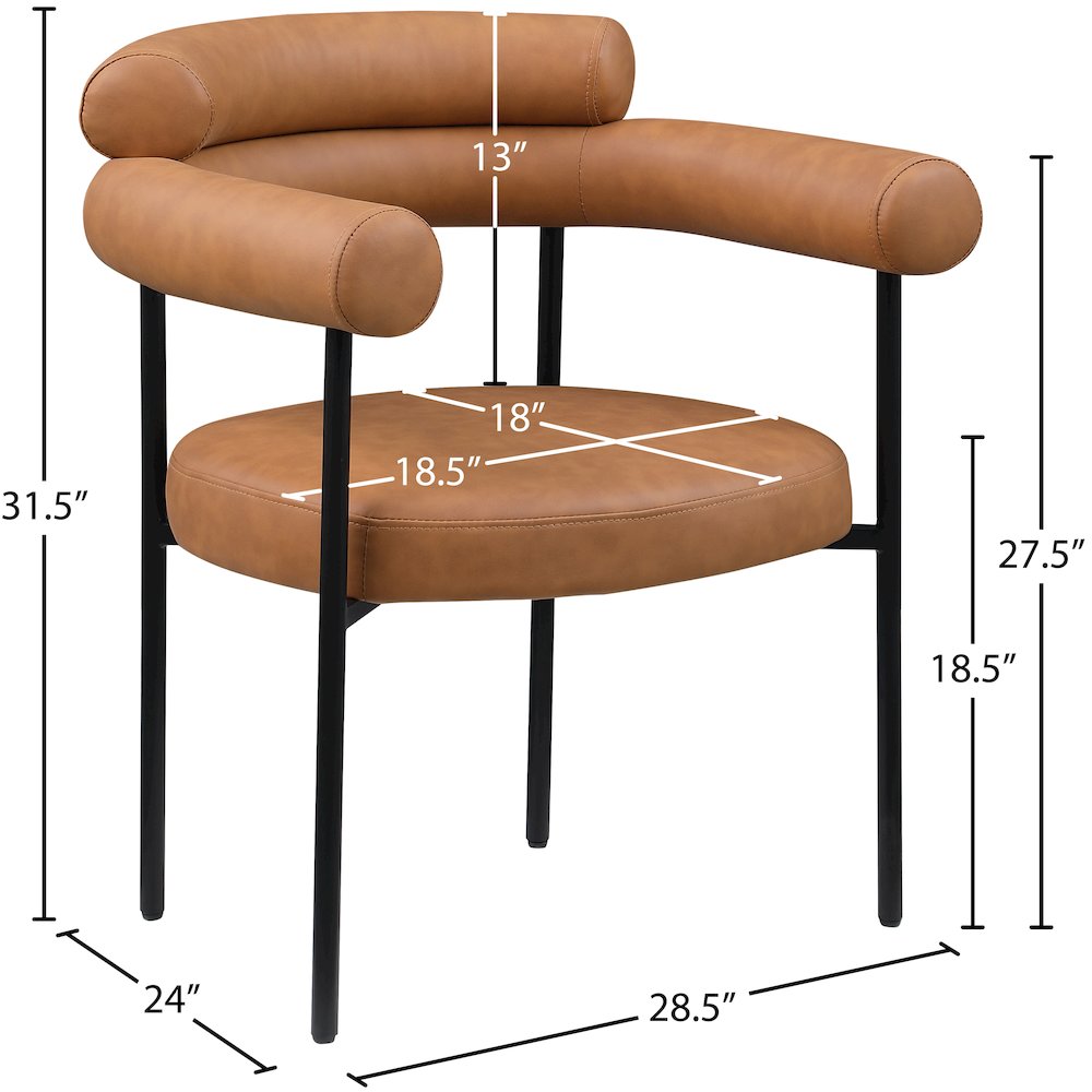 Blake Cognac Vegan Leather Dining Chair, Set of 2. Picture 8