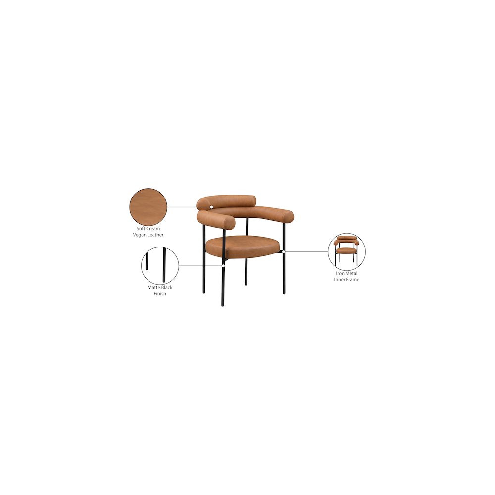 Blake Cognac Vegan Leather Dining Chair, Set of 2. Picture 9