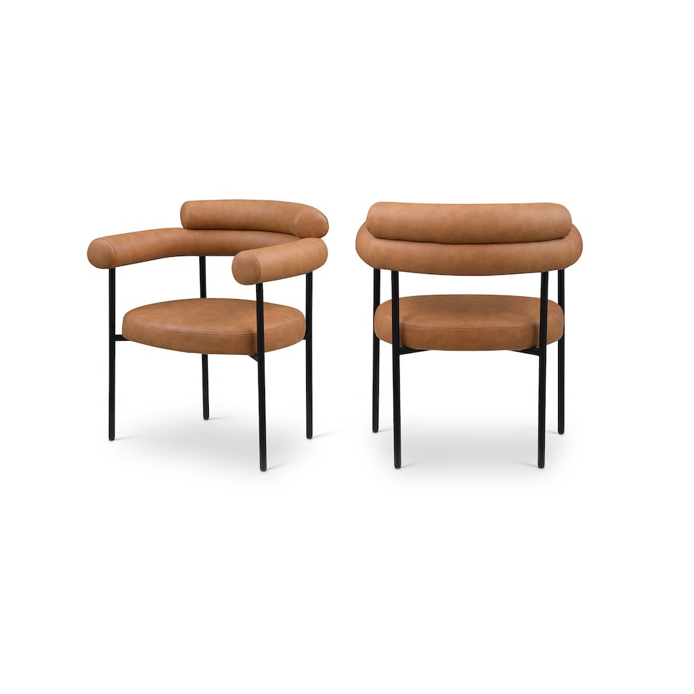 Blake Cognac Vegan Leather Dining Chair, Set of 2. Picture 1