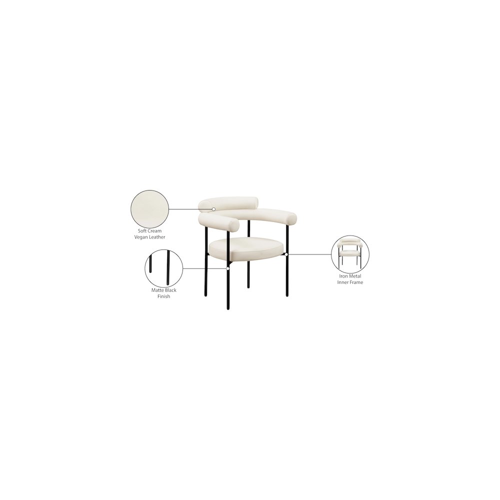 Blake Cream Vegan Leather Dining Chair, Set of 2. Picture 9