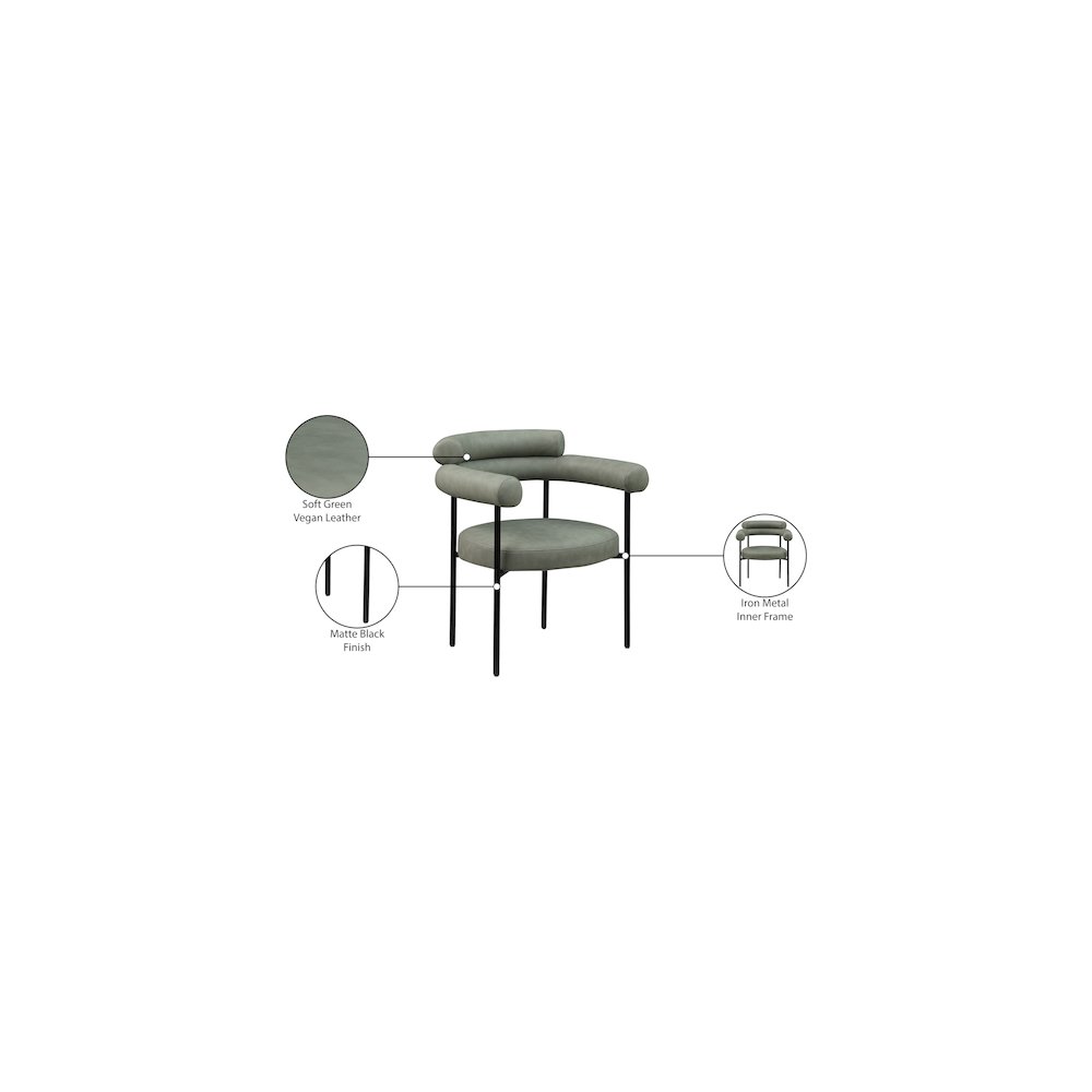 Blake Green Vegan Leather Dining Chair, Set of 2. Picture 9