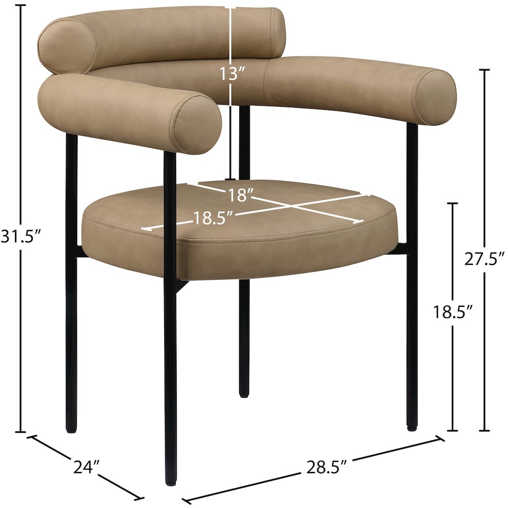 Blake Tan Vegan Leather Dining Chair, Set of 2. Picture 8