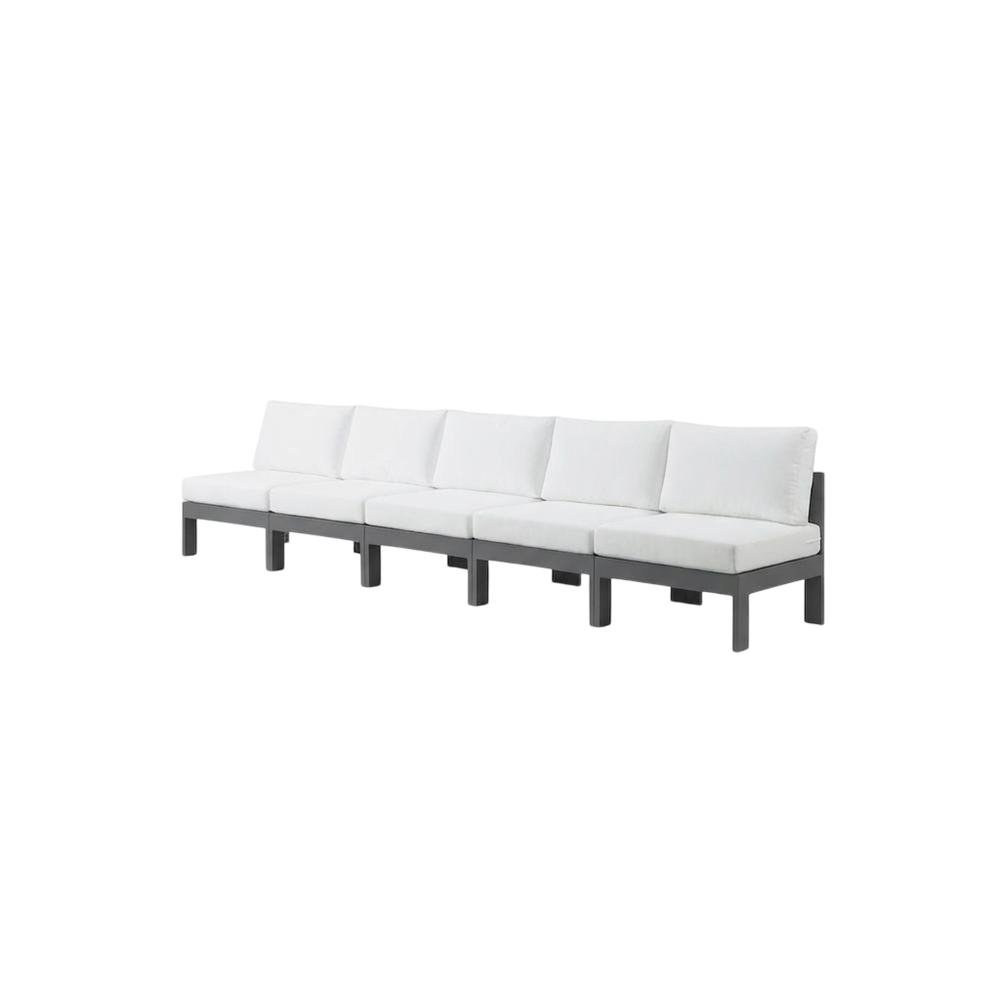 White Fabric Outdoor Patio Modular Sofa With Contemporary Design For Relaxing. Picture 1