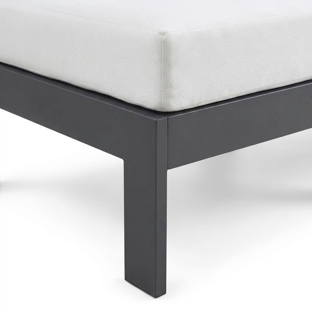 White Fabric Outdoor Patio Modular Sofa, Contemporary Design, Cushioned Seat. Picture 6