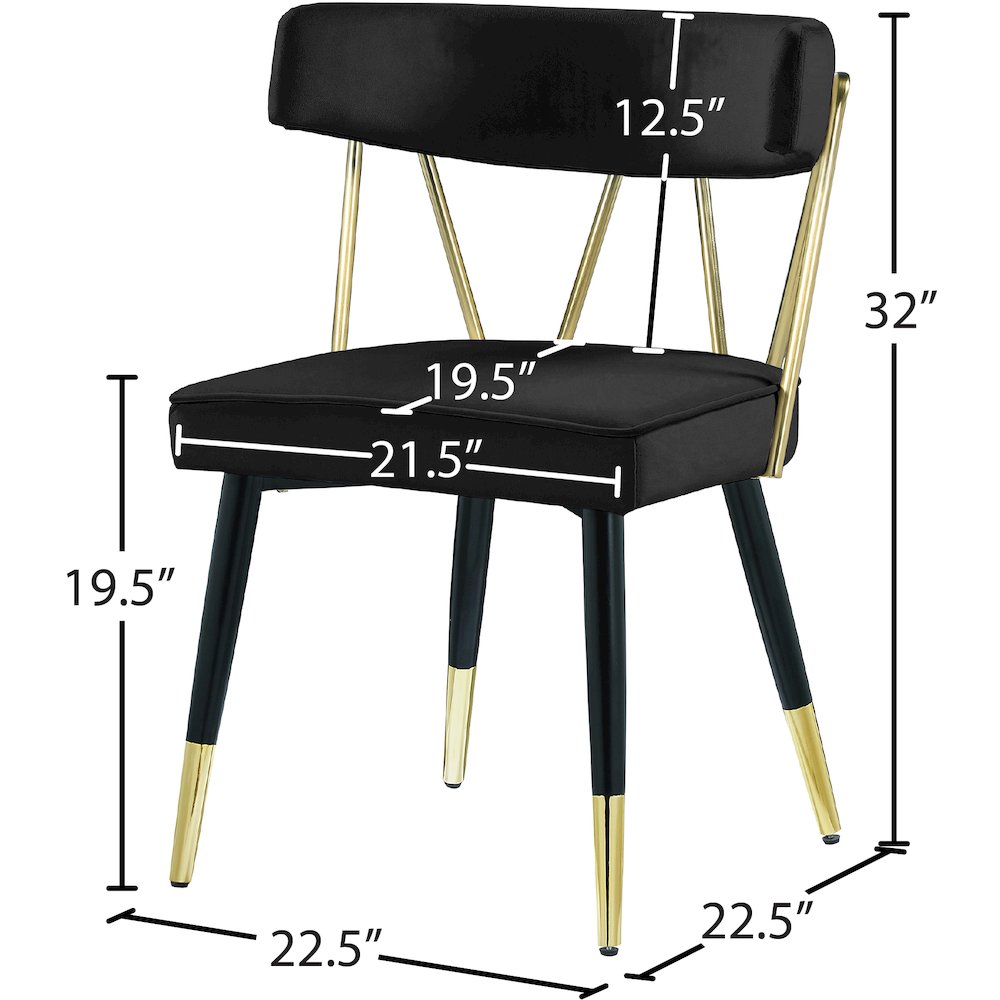 Rheingold Black Velvet Dining Chair, Set of 2. Picture 6