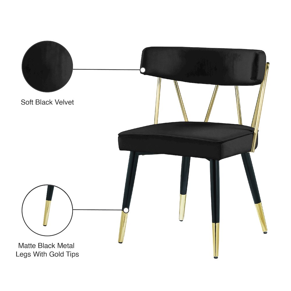 Rheingold Black Velvet Dining Chair, Set of 2. Picture 7