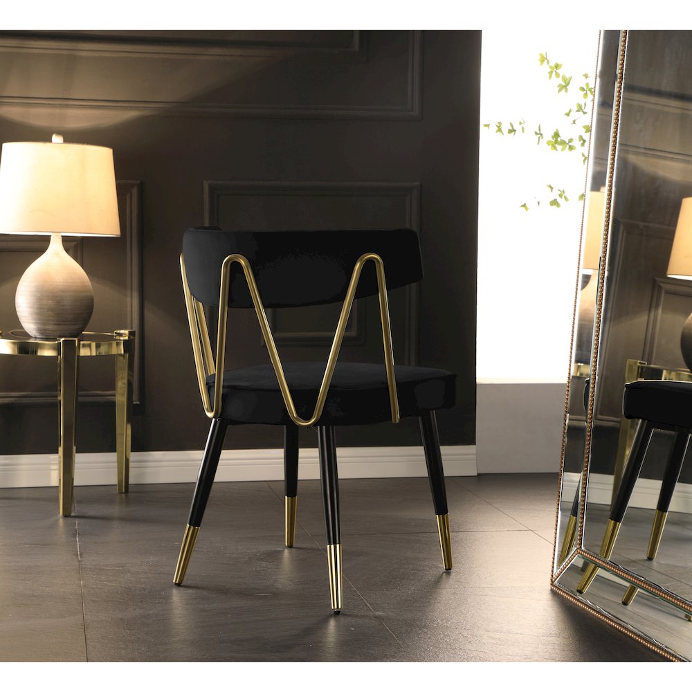 Rheingold Black Velvet Dining Chair, Set of 2. Picture 2