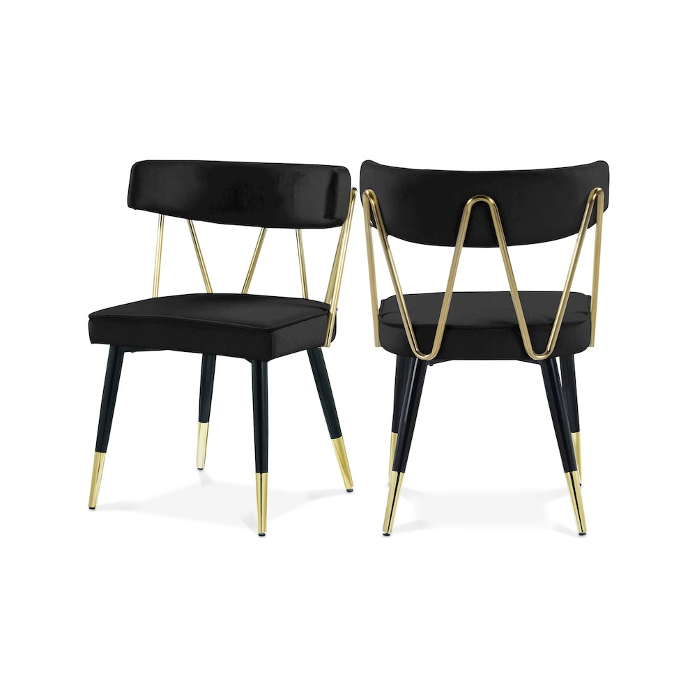 Rheingold Black Velvet Dining Chair, Set of 2. Picture 1