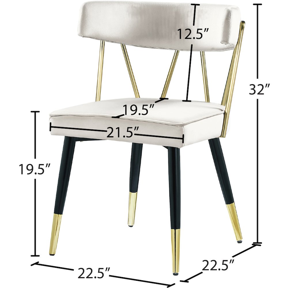 Rheingold Cream Velvet Dining Chair, Set of 2. Picture 6